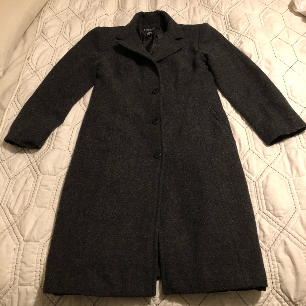 New York and company long wool gray button up coat